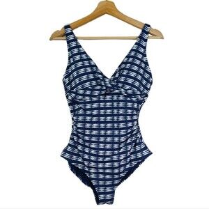 NipTuck Navy and White Multi Fit Cup One Piece Swimsuit Bathing Suit